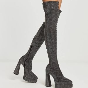 Steve Madden Sultry Rhinestone Over The Knee Platform Boots